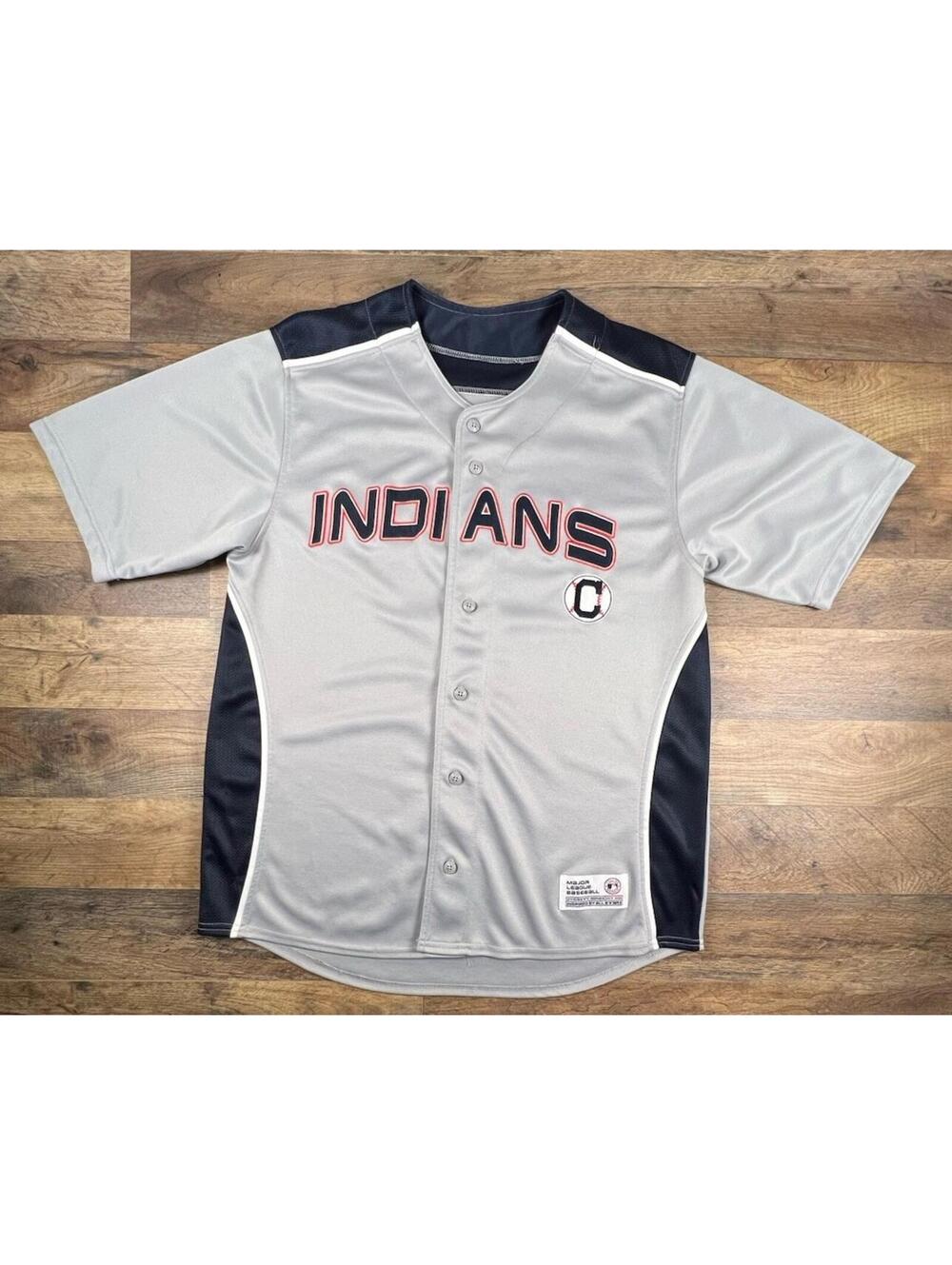 VTG Cleveland Indians MLB Dynasty Series Baseball Jersey Large 42-44 Block